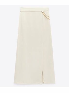 Zara Cream Maxi Pencil Skirt with Slit for Work
